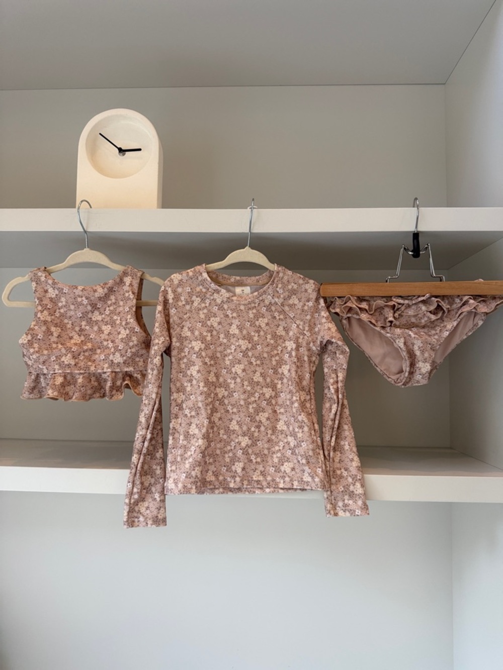 Jamie Kay Pink Floral Kids Swim Set - Top, Rash Guard & Ruffled Bottom